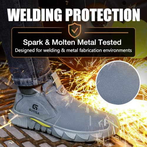 GLANOUDUN Grey Slip-On Welding Boots