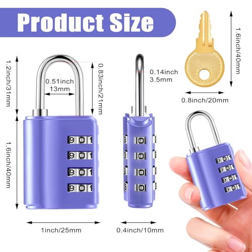 Kenning 10 Pcs Combination Padlock 4 Digit Combination Lock with Keys Locker Resetable Security Outdoor Waterproof Lock for School Sports Gym Locker Employee Fence Case (Purple) by Kenning - Used condition - Image 2