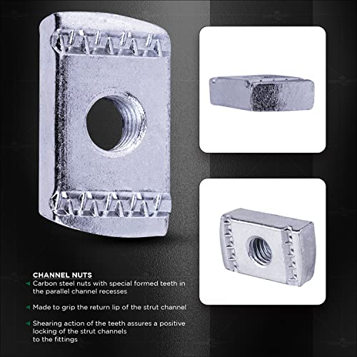 Highcraft Otdo-A50 3/8 Inch Thread X 1-3/8 Inch Strut Channel Nuts, Carbon Steel With Zinc Finish-50 Pack Chrome #TOP1