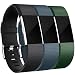 Maledan Bands Replacement Compatible with Fitbit Charge 2, 3 Pack, Black/Slate Blue/Green, Large