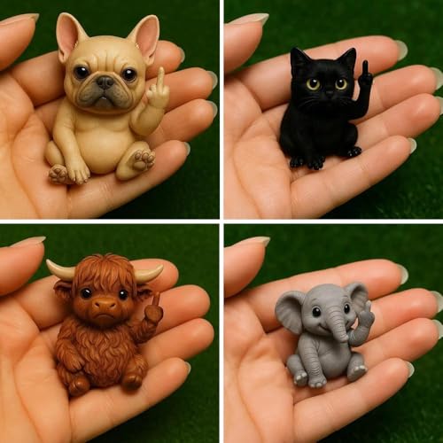 Estatua Decorativa Mini Animal con Dedo Medio miniatura 3