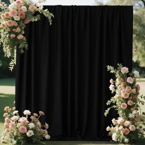 CIPAZEE Black Curtains Backdrop for Parties, Wrinkle Free Black Photo Backdrop Curtains Drapes for Party Birthday Wedding Halloween Decoration Photography,5ft x 7ft, 2 Panels