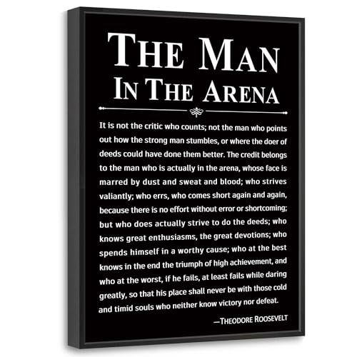 Office Wall Art Inspirational Decor The Man in the Arena Framed 12x16