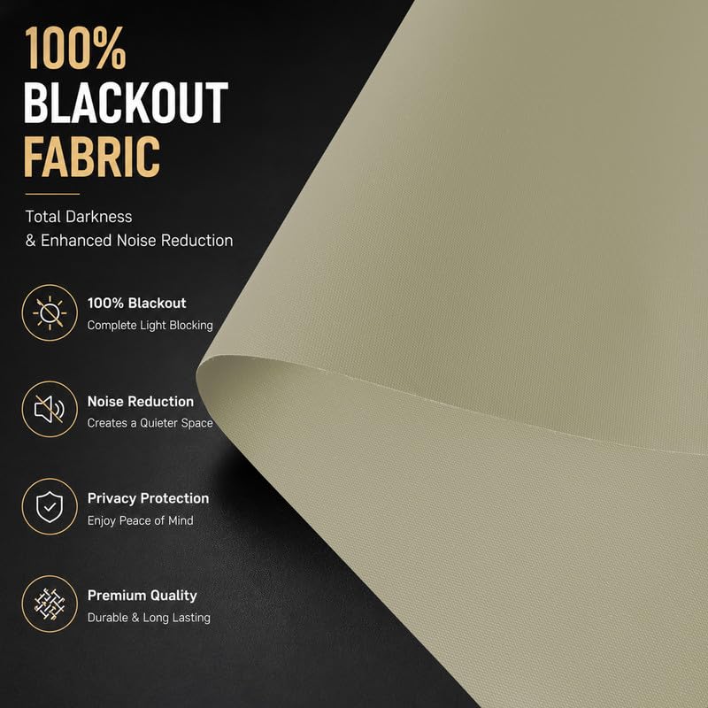 Image of 100% Blackout Roller Blind for Windows|Room Darkening & Privacy Protection Window Shade Blinds|Home, Bedroom, Living Room & Office|Cream, 4X11 Feet, Pack of 1