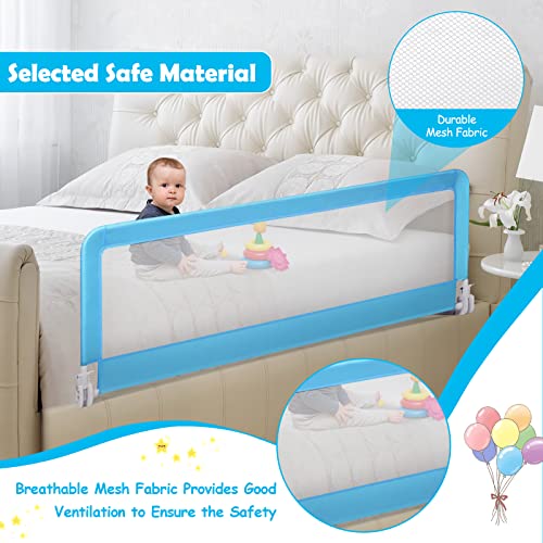 Honey Joy Bed Rail For Toddlers, 59-In Extra Long, Portable Safety Bed Guardrail W/Double Safety Child Lock, Foldable Baby Bed Rail Guard, Fit King & Queen Full Twin Size Bed Mattress (1 Pack, Blue) #TOP1