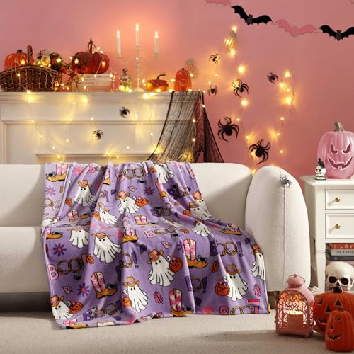 Betsey Johnson - Blanket, Buttery-Soft Throw Blanket for Couch or Bed, Boldly Plush & Oversized Bedding (Howdy Ghouls Purple, 50' x 70')