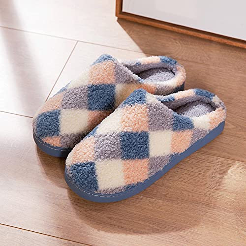 Couples Men Slip-On Furry Plush Flat Home Winter Open Toe Keep Warm Slippers Shoes for Women (Gray-Men, 11)2