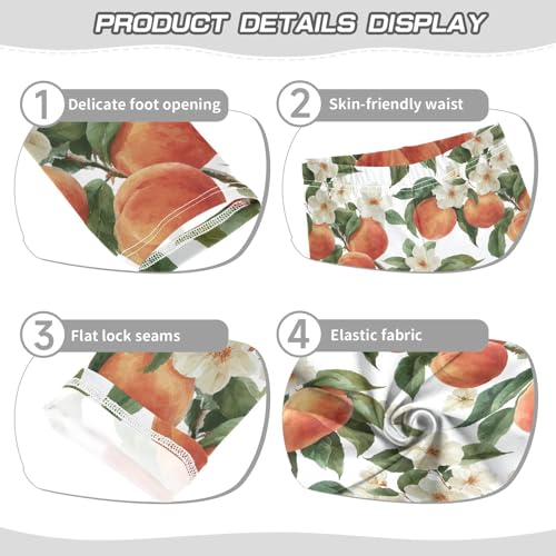 Girls Leggings Peach White Flowers Soft Toddler Leggings for Girls Kids Pants Size 4T-10T3