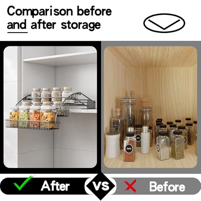 3-Tier Pull Down Spice Rack Organizer for Inside Cabinet Pantry Expandable Display Riser Shelf Kitchen Seasoning Shelf (31.5cm/12.4in)