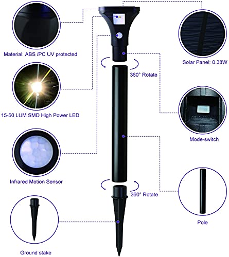 Auraxy Led Solar Powered Motion Sensor Pathway Lights, Battery Powered Outdoor Waterproof Motion Detector Walkway Light, Use For Your House's Yard Backyard Driveway Sidewalk Path Garden Etc.(4 Pack) #TOP5