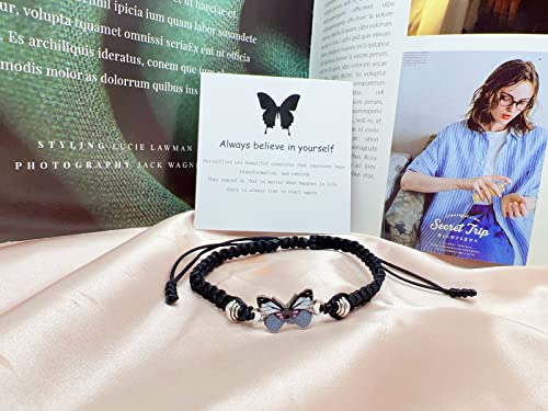 CJIAYUJEW Always believe in yourself Butterfly Bracelet, Cute Butterfly Charm Bracelets Matching Bracelet Friendship Couple Bracelets4