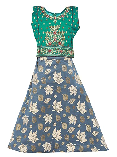 Image of Readymade Indian Ethnic Kids Skirt Top with Embroidery & Zip Closer