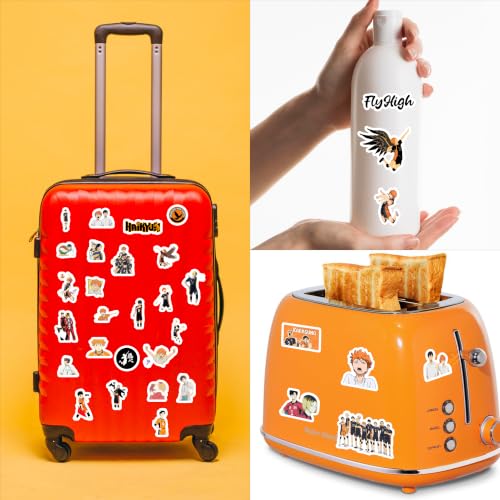Image of Pack of 70 Haikyu!! Anime Vinyl Stickers | Waterproof Self-Adhesive Decals for Laptop, Water Bottle, Mobile, Journal, Scrapbook, Luggage, Helmet & DIY Decoration | Volleyball Theme |