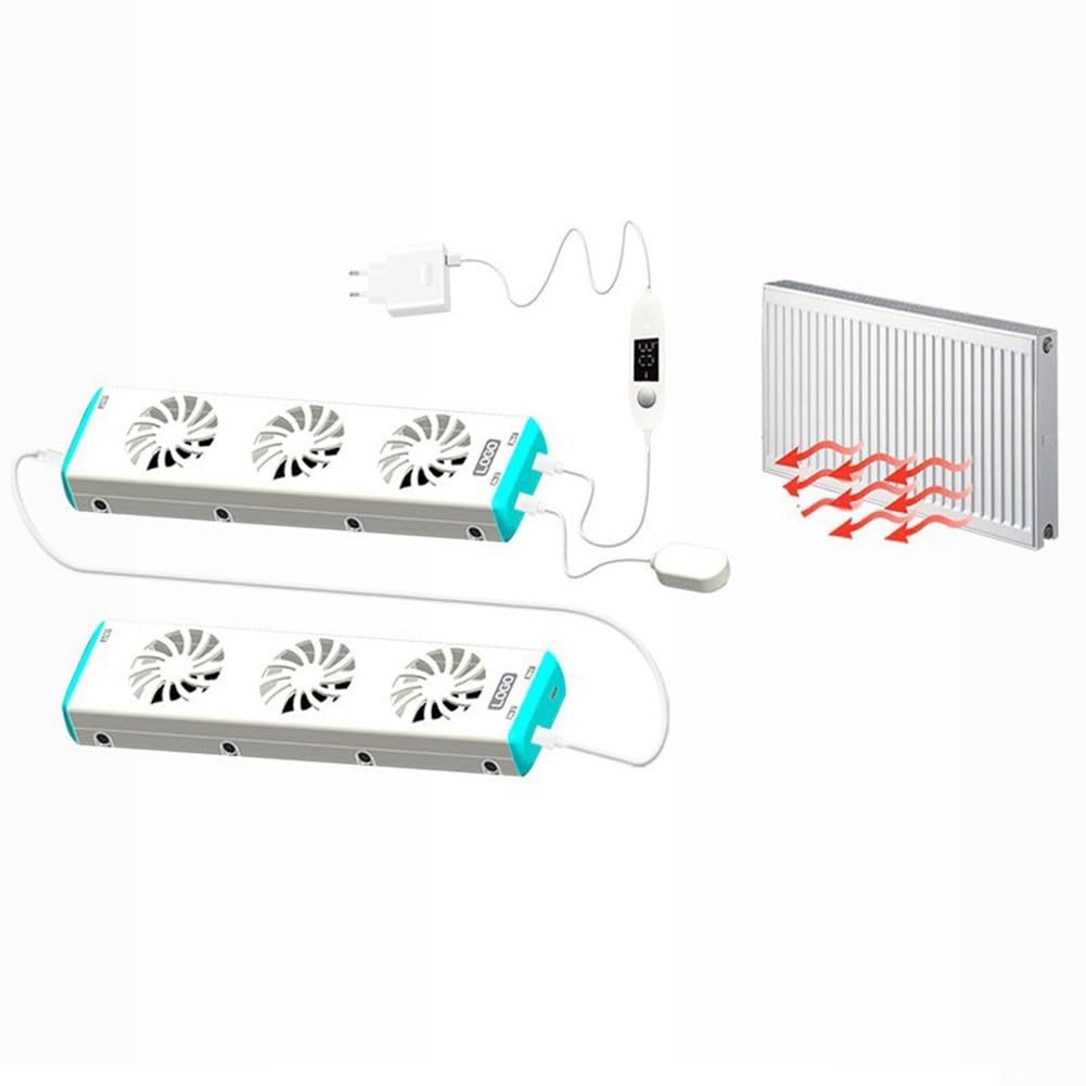 Duo-Set Ventilatore per radiatore, ventola di raffreddamento, Smart Radiator Booster Kit di espansione Ventola, per risparmiare energia e costi di riscaldamento 30 CFM/51 M³/h