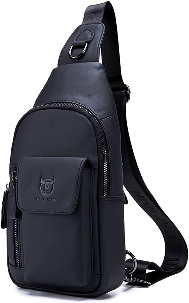 Leather Sling Bag Hiking Daypack for Men Women Outdoor Travel Camping Fishing Crossbody Shoulder Chest Pack Casual Backpack