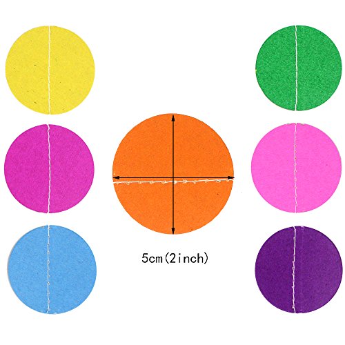 Rubfac 5Pcs Colorful Paper Garland Circle Dots Party Hanging Rainbow Decorations For Birthday Wedding Baby Shower Classroom Candyland Streamers Party Supplies (66Ft) #TOP3