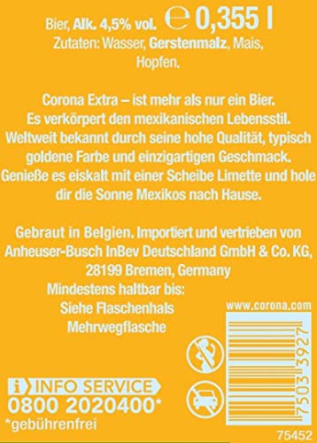 Corona Extra Premium Lager Flaschenbier, MEHRWEG im Kasten, Internationales Lager Bier, (24 x 0.355 l) - Image 3