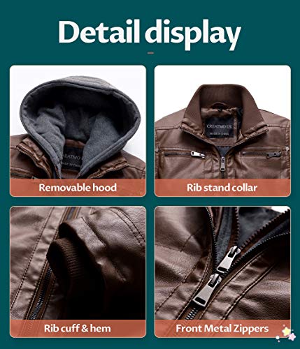 Image of Boy's Faux Leather Jacket Windproof Warm Winter Coat Kids Bomber Outerwear Waterproof PU Motorcycle Jacket