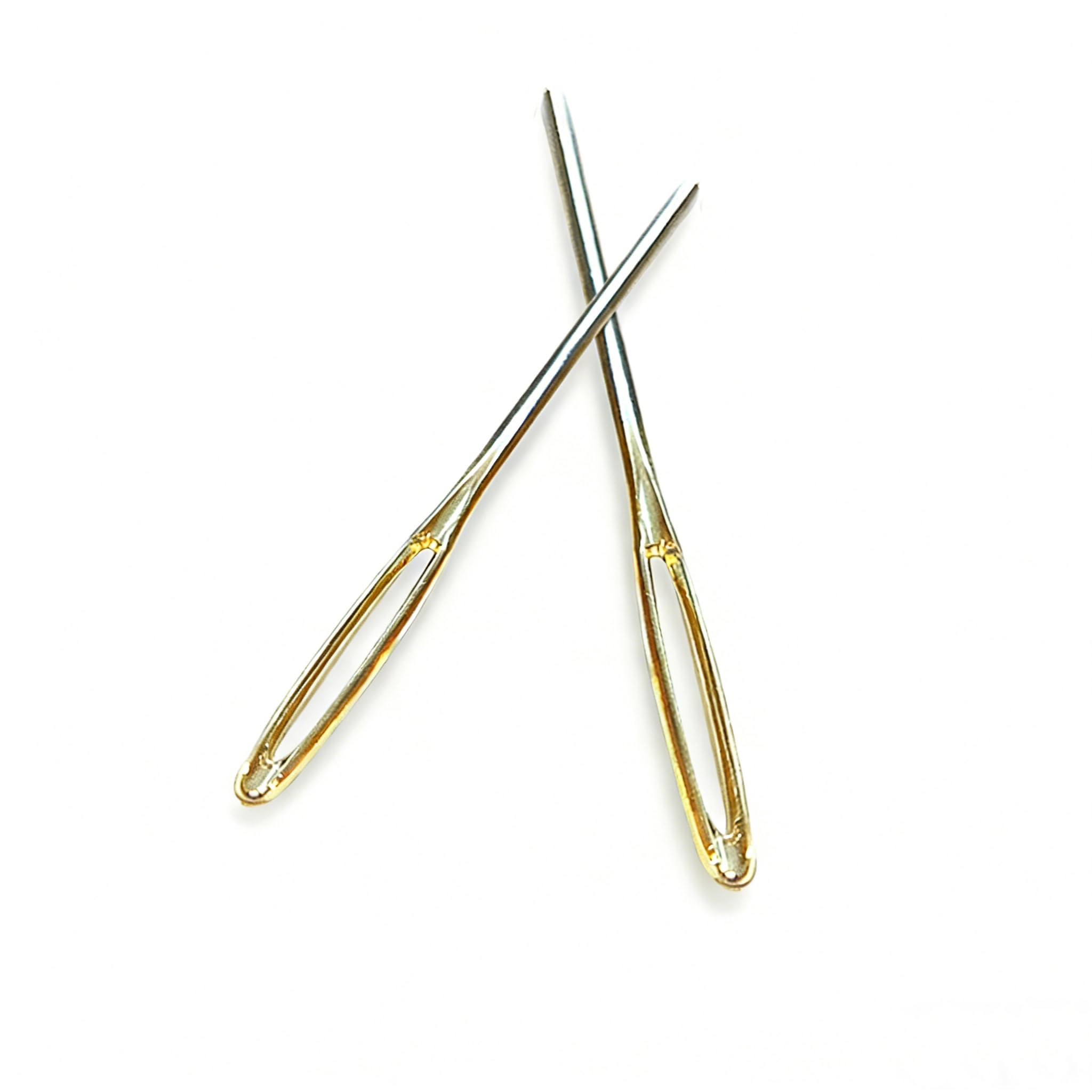 Aelmiyw Golden 2Pcs Large Eye Blunt Needles, Thick Yarn Wool Needles For Hand Knitting, Darning & Sewing