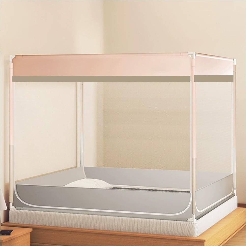 Bettzelt für Erwachsene & Kinder – Doppelbett-Zelt (180x200 cm) mit 3 Eingängen – Atmungsaktives Mückennetz & rutschfester Himmel ohne Montage – Schnelles Aufbauzelt für mehr Privatsphäre & Schutz(Gra