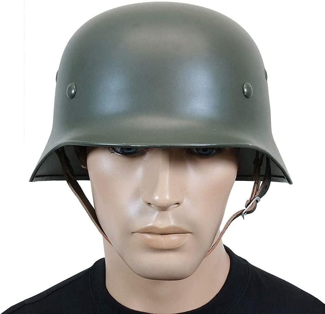 Casco De Acero De La Segunda Guerra Mundial M35 Alemán, Réplica De Equipo Militar Histórico con Forro De Cuero Y Correa Ajustable, Ideal para Coleccionistas Y Aficionados