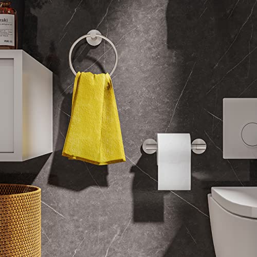 Rarxtr Brushed Toilet Paper Holder & Towel Ring Sus304 Stainless Steel 2Pc Bathroom Hardware Set With Double Post Pivoting Toilet Paper Roll Holder Wall Mount & Bathroom Towel Holder Set. #TOP4
