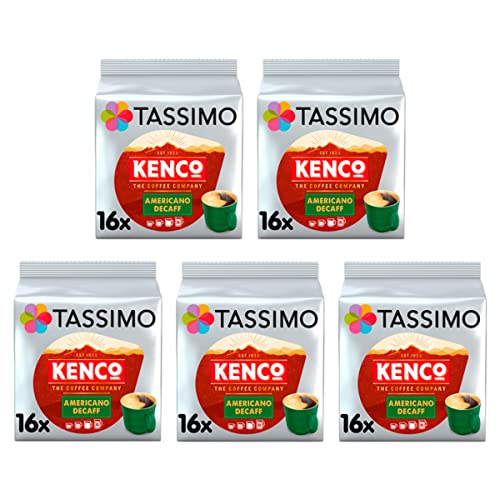 Tassimo Kenco Americano Decaff Coffee Pods x16 (Pack of 5 Total 80 Drinks)