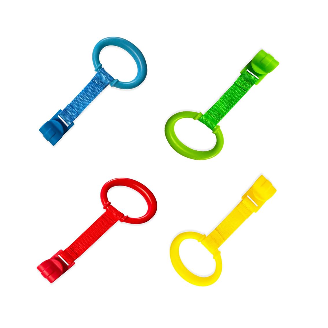 Leadigol 4PCS Baby Playpen Pull up Rings,Baby Crib Pull up Rings,Baby playpen Crib Hook,Baby Standing Walker Crib Tool Ring,Help Baby Stand Ring Crib Pull Ring Walking Training Tool