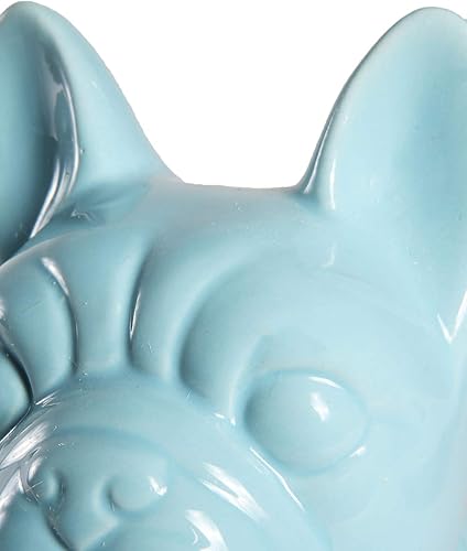 Miniatura 5 de Nayothecorgi Estatua de bulldog francés estatua de cerámica para perros sentados en color azul brillante escultura decorativa para perros para