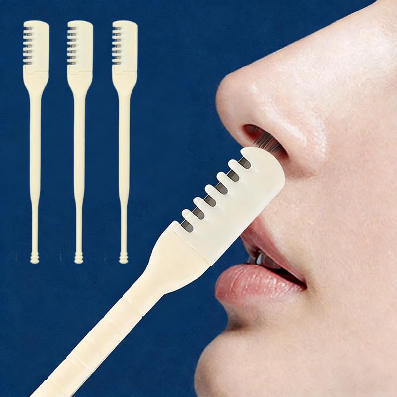 3pcs Nose Hair Trimmer Set for Men and Women - Portable Manual 360 Rotating Dual Head Facial Hair