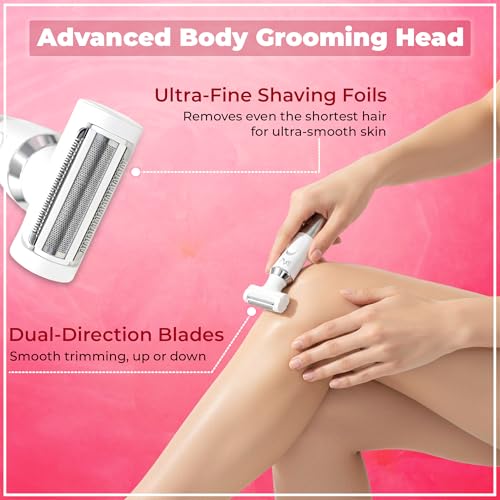 Image of Facial Hair Removal Machine|Eyebrow Trimmer & Epilator|Trimmer For Women Private Part|2 In 1 Trimmer 400 mAh Battery 1 Year Warranty|Painless Hair Removal Machine|Nose Hairs Remover,White (4 in 1)