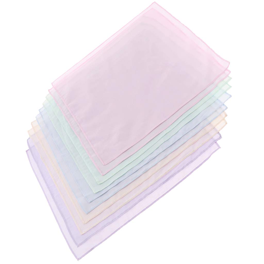 10 Pieces 100% Cotton Solid Multicolor Handkerchiefs Women Men Anti Wrinkle Hanky Hankies Kerchiefs-image-38
