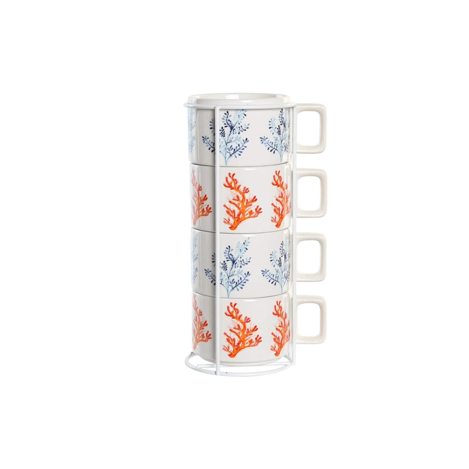 Tasses à café incassables DKD Home Decor en métal bleu et fuchsia