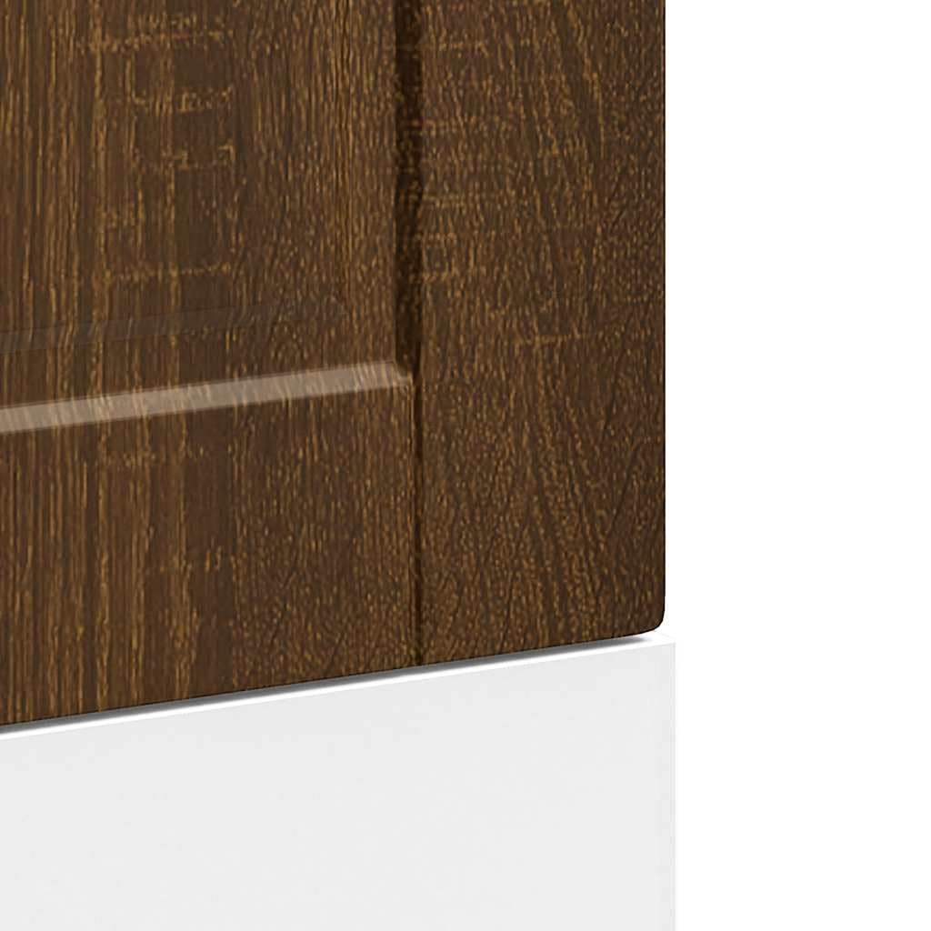 Brown Oak Engineered Wood Dishwasher Front Panel, 45x57 cm | Fits semi-integrated built-in dishwashers, featuring a 1.5 cm thickness and Porto design to match kitchen cabinetry.