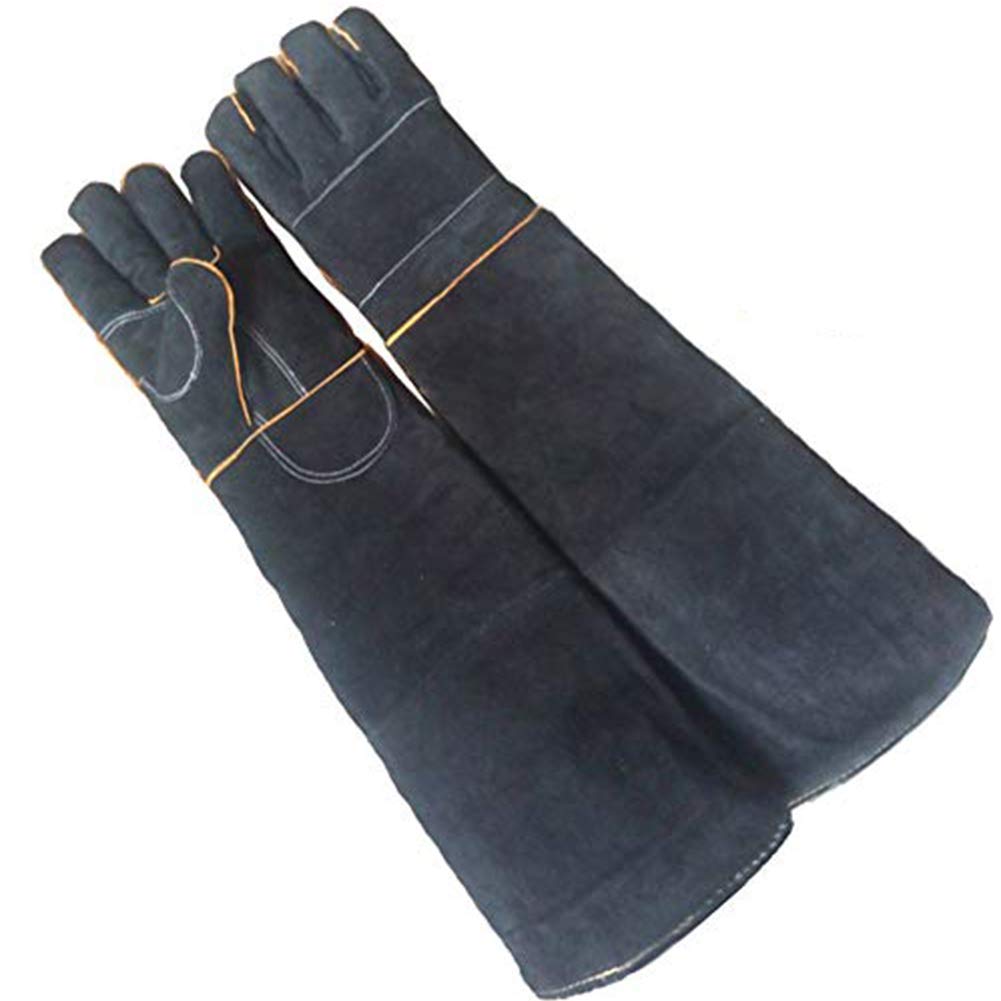 TINTON LIFE Anti-scratch Bite-proof Gloves For Dog Cat Snake Bird Lizard Squirrel Hand Arm Finger Protection Gloves, Black