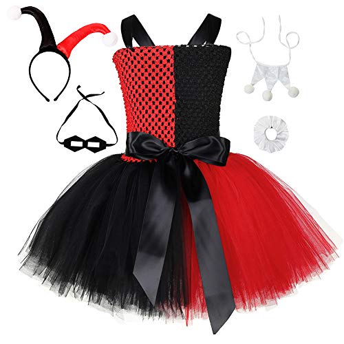Jamron Girls Party Dress Set 1-12 Years Tutu Princess Dress Fancy Animal Cosplay Costumes Harley Quinn SN601C013 5-6 Years