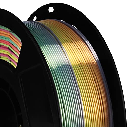 Image of BBLIFE Silk Shiny Multi Color Fast Change Rainbow PLA Filament, 1kg 2.2lbs 1.75mm 3D Printing Material, Widely Support for FDM 3D Printer, Easy to Print