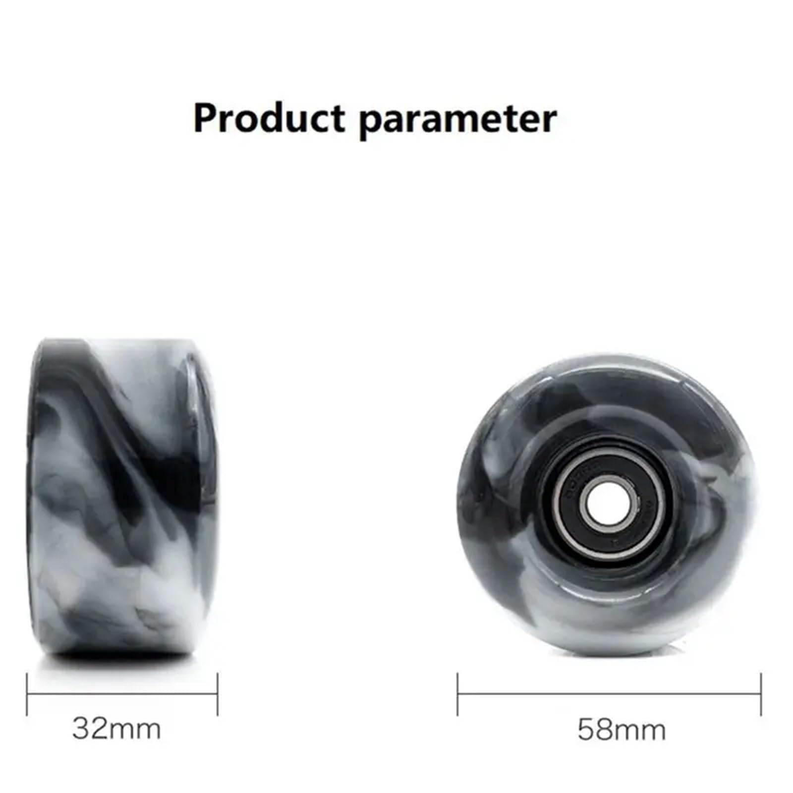 Longboard Lot de 8 roues de skateboard avec roulements pour patinage à double rangée et skateboard 32 mm x 58 mm 82 A, noir