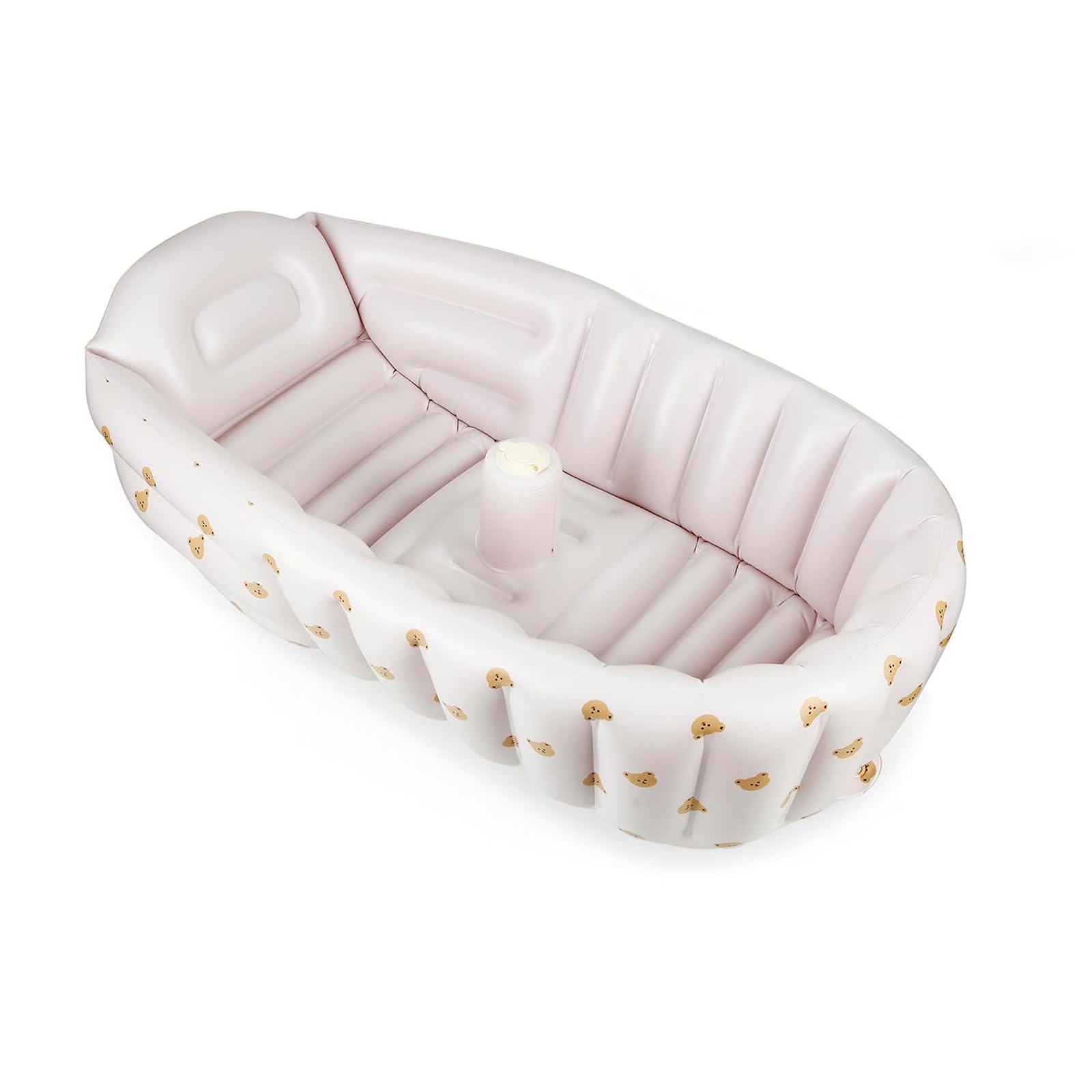 PandaEar Vasca Gonfiabile e Sedia per Bambini da 3 Mesi+, Vasca da Bagno Portatile per Neonato e Sedia per Bambini con Pompa d'Aria Integrata, Bianco