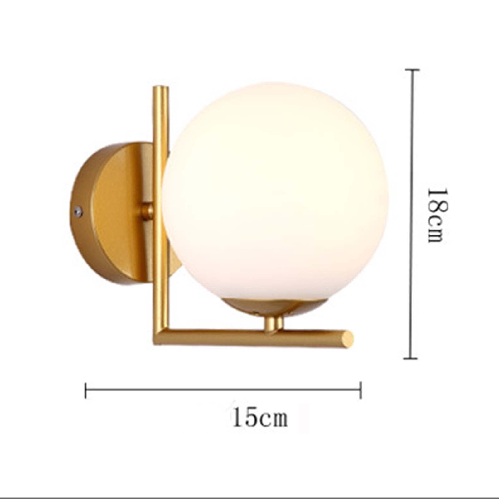 Relaxdays GLOBI Wall Lamp, Metal and Glass, HLP Spherical Lampshade 23 x 20 x 28 cm, Modern, White Brass E27, 40 W, 23 x 20 x 28 cm