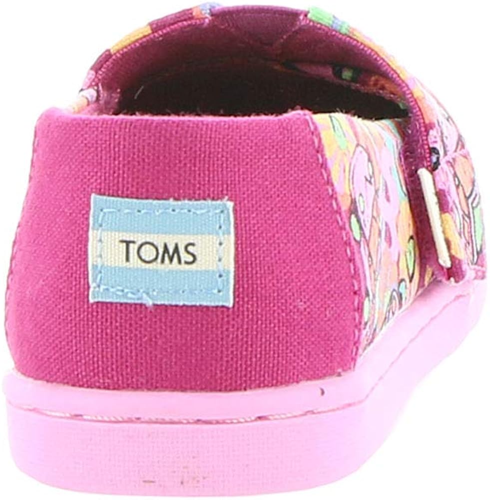 TOMS Kids Baby Girl's Alpargata (Infant/Toddler/Little Kid) Fuchsia Flower Child Print/Glow in The Dark 6 Toddler