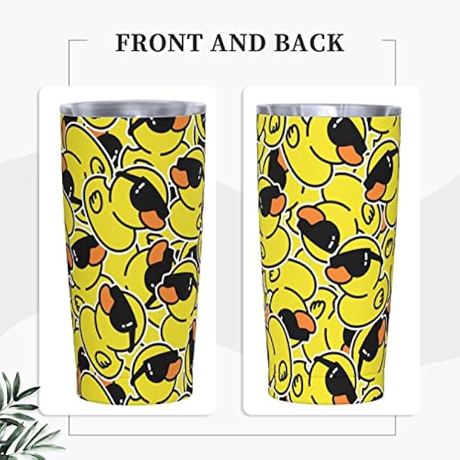 Dujiea 20oz Tumbler With Lid And Straw, Rubber Duck Sunglasses Vacuum Insulated Iced Coffee Mug Reusable Travel Cup Stainless Steel Water Bottle