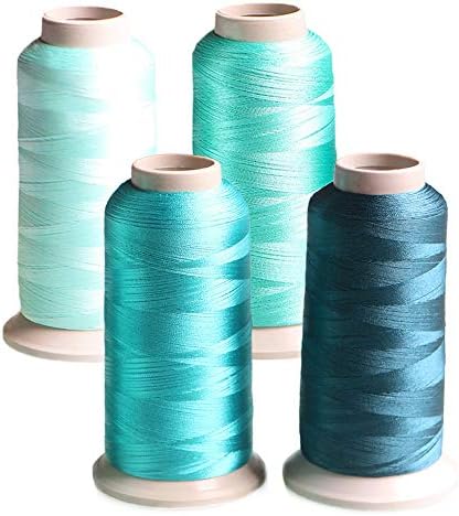 Set of 4 Embroidery Thread Light Cyan Turquoise Teal Polyester Huge Spool 3608 Yards (3300M) Each for Home Embroidery and Sewing Machines – ACRAFT