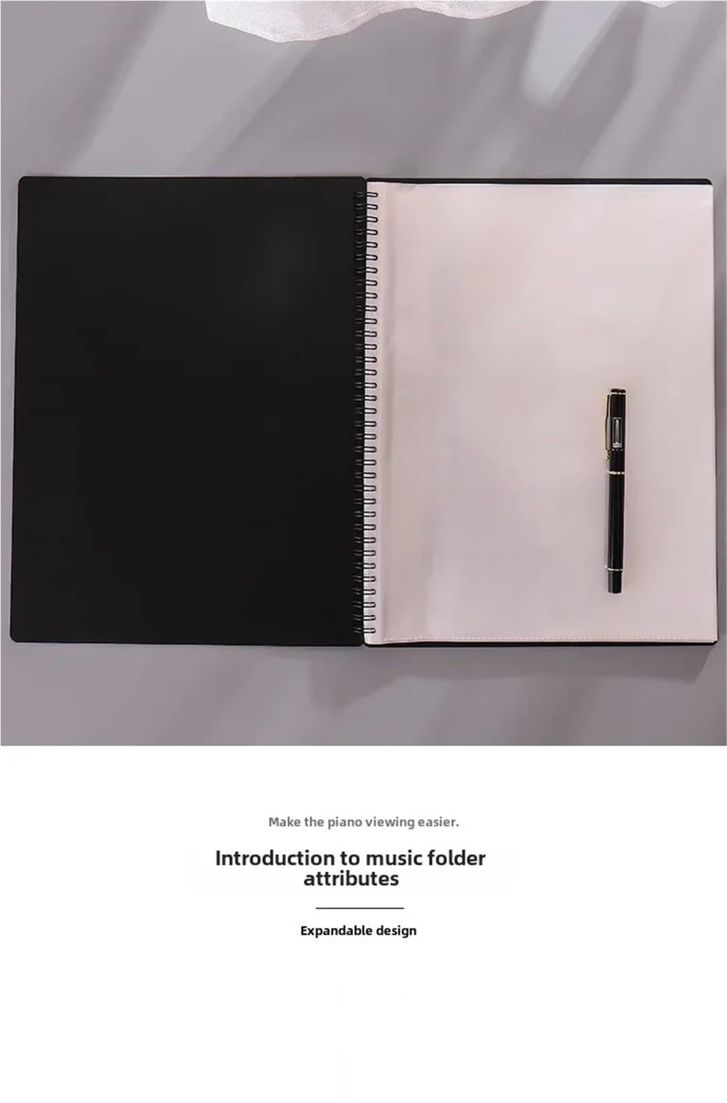 Carpeta de partituras música A4 transparente multicapa para Partituras, Archivos(Black A 50pages)