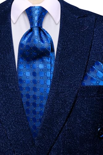 Image of Dubulle Mens Tie Set Solid Paisley Silk Striped Necktie for Men with Cufflinks Tie and Pocket Square