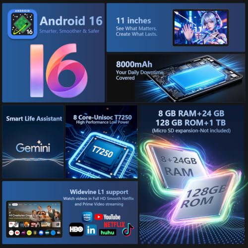 Image of 2026 Android Tablet with Keyboard, 11 inch Android 16 Tablet
