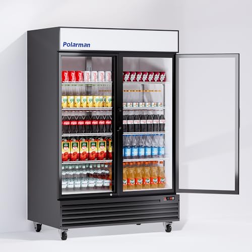 CHUMART Commercial Merchandiser Refrigerator with Glass Door,43 Cu. Ft Display Refrigerator Upright Beverage Cooler with LED Light,52.4