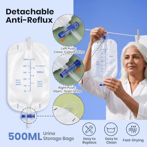 Image of HANNEA Wearable Urine Collector for Men - Soft Silicone Cup with Detachable 500ml Bag (XL)