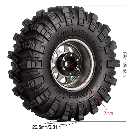 INJORA 1.0 RC Beadlock Rad Schlamm Reifen Set Deep Dish Räder Reifen für TRX4M 1/18 Axial SCX24 Gladiator Deadbolt Bronco C10 JLU Upgrade Teile RC Crawler Car,S5