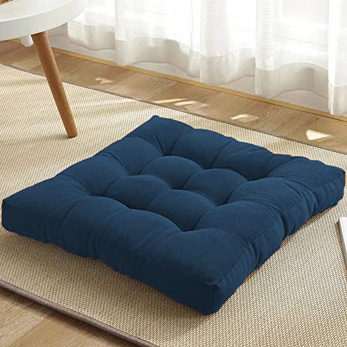 The Purple Tree Velvet Square Floor Cushion Pillow For Living Room Decor (Pack of 1, 50X50 Cm, Blue) Floor Cushions, Tatami Cushion